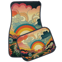 Psychedelisches Sonnenaufgang-Set von Autos