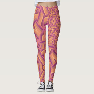 Psychedelisches Sternenmuster – Groovy Pink und Or Leggings