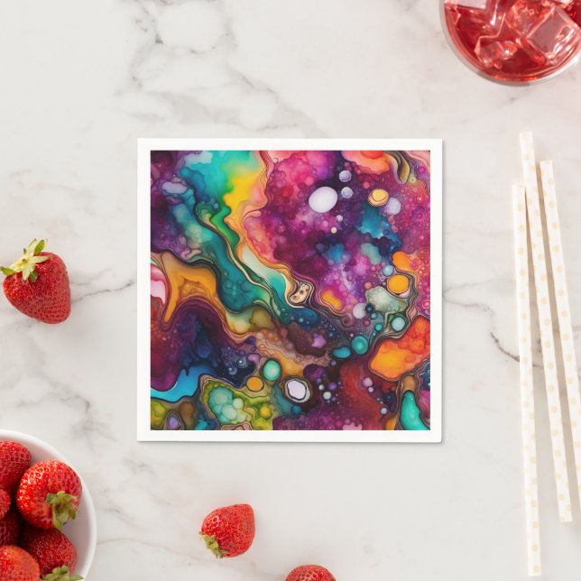 Psychedelisches Surreal-Aquarellmuster Serviette (Beispiel)