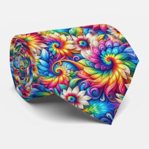 Psychedelisches Tie-Dye-Blumenmuster Krawatte