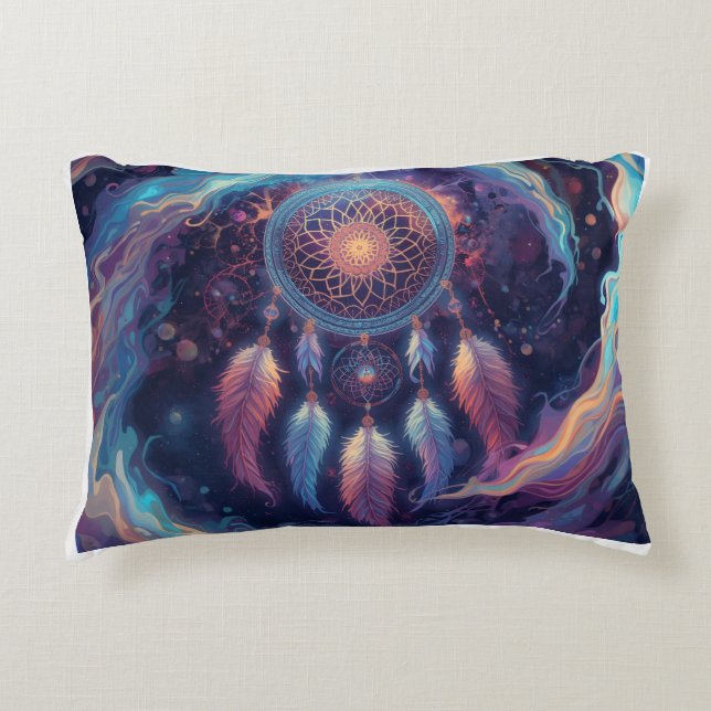 psychedelisches Traumfänger-Design  Dekokissen (Vorderseite)