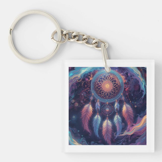 psychedelisches Traumfänger-Design  Schlüsselanhänger (Vorderseite)