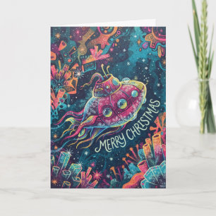 Psychedelisches U-Boot Frohe Weihnachten Karte
