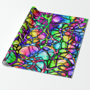 Psychedelisches und buntes Netz der Linien Geschenkpapier