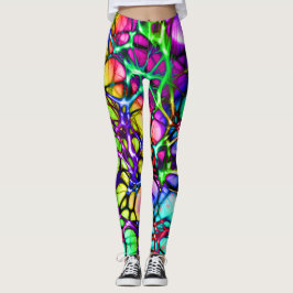 Psychedelisches und farbiges Netzwerk von Linien Leggings