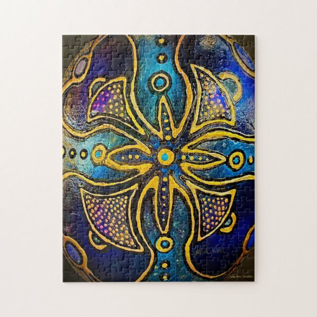 Psychedelisches Violetpuzzle von Julie Ann Strickl (Vertikal)