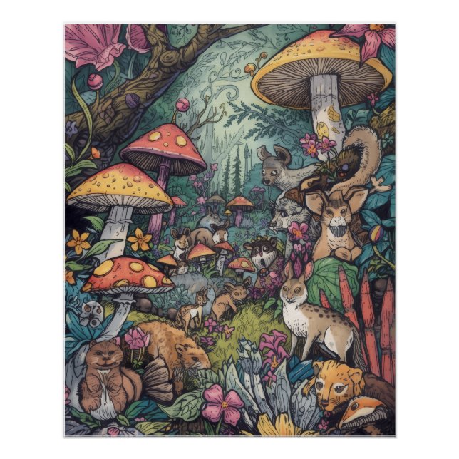Psychedelisches Waldposter Poster (Vorderseite)