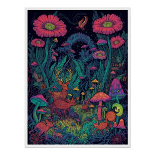 Psychedelisches Waldposter Poster