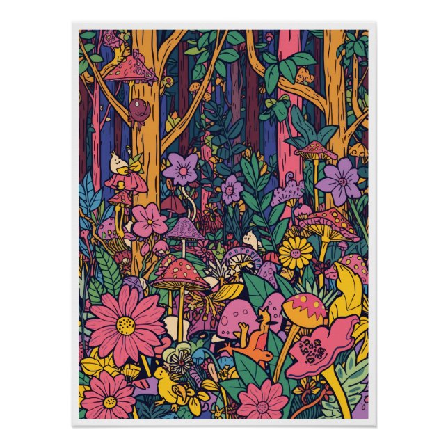 Psychedelisches Waldposter Poster (Vorderseite)