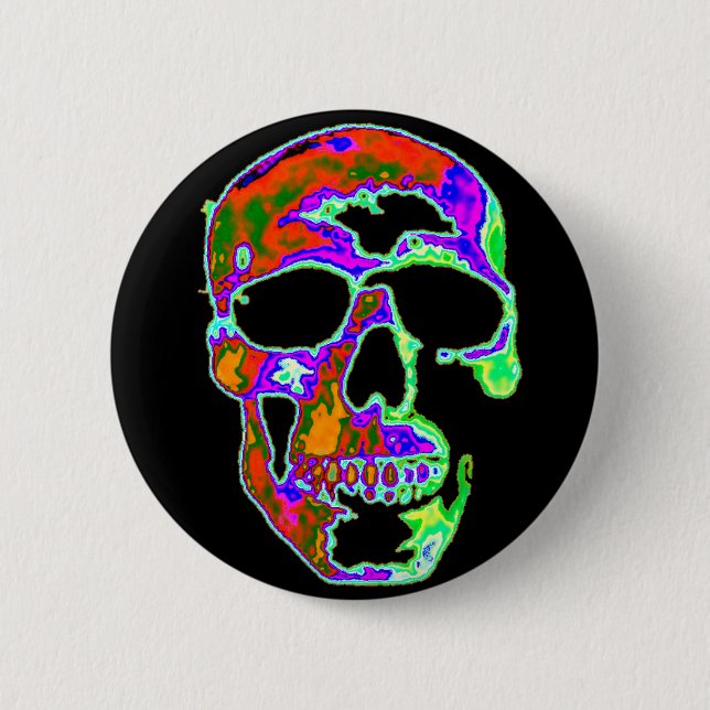 Psychedellic Schädel Button (Vorderseite)