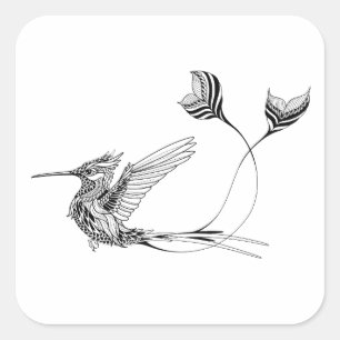 Psychedlic Bird Tattoo Quadratischer Aufkleber