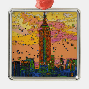 Psychedlic NYC: Emp St Bldg #1 Silbernes Ornament