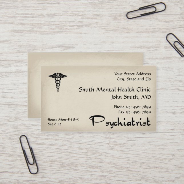 Psychiatre Carte de visite de la santé mentale (Devant/Arrière en situation)