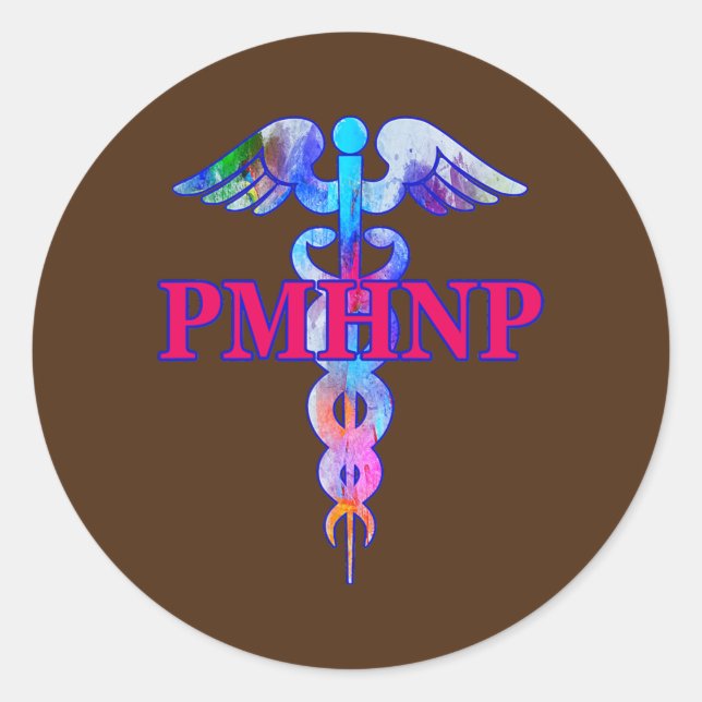 Psychiatrische Krankenpfleger PMHNP Caduceus Runder Aufkleber (Vorderseite)