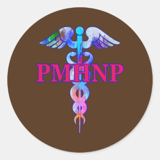 Psychiatrische Krankenpfleger PMHNP Caduceus Runder Aufkleber
