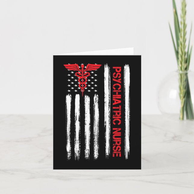 Psychiatrische Krankenschwester Amerikanische Flag Karte (Vorderseite)