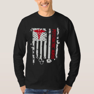 Psychiatrische Krankenschwester Amerikanische Flag T-Shirt