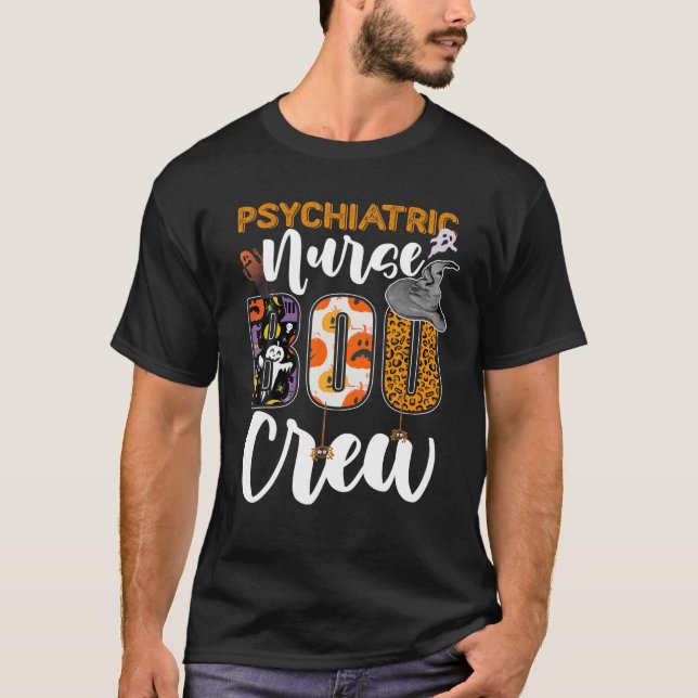 Psychiatrische Krankenschwester Crew Halloween T-Shirt (Vorderseite)