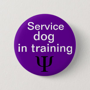 psychiatrischer Service-Hund im Trainingsknopf Button