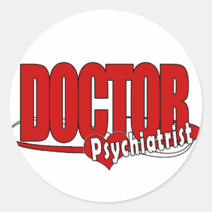 PSYCHIATRIST LOGO BIG RED DOCTOR RUNDER AUFKLEBER