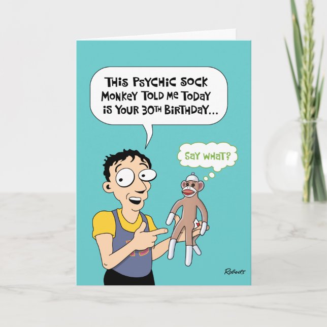 Psychische Affenkarte 30. Geburtstag Karte (Vorderseite)