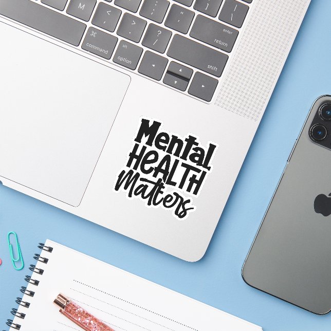 Psychische Gesundheit Aufkleber (Laptop mit iPhone)