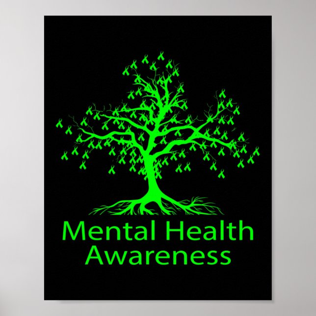 Psychische Gesundheit Bewusstsein Grüne Bäume Psyc Poster (Vorne)