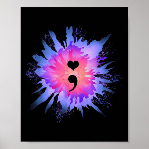 Psychische Gesundheit Bewusstsein Semicolon Suicid Poster
