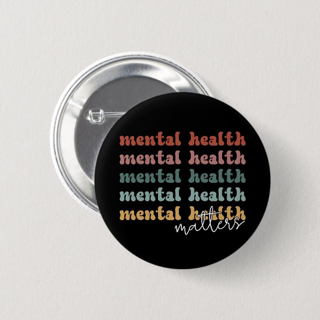 Psychische Gesundheit Fragen rückwirkendes Bewusst Button (Vorne & Hinten)