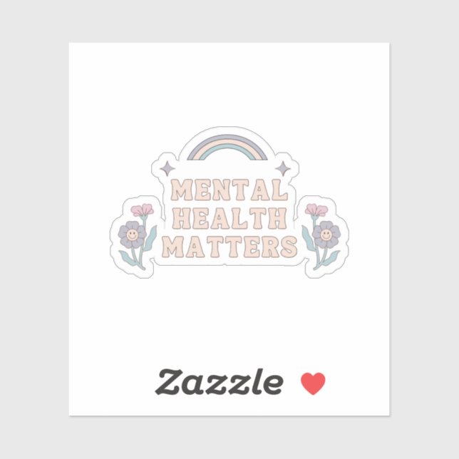 Psychische Gesundheit | Groovy Rainbow French Gray Aufkleber (Blatt)