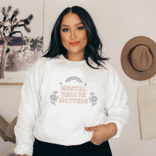 Psychische Gesundheit   Groovy Rainbow French Gray Sweatshirt
