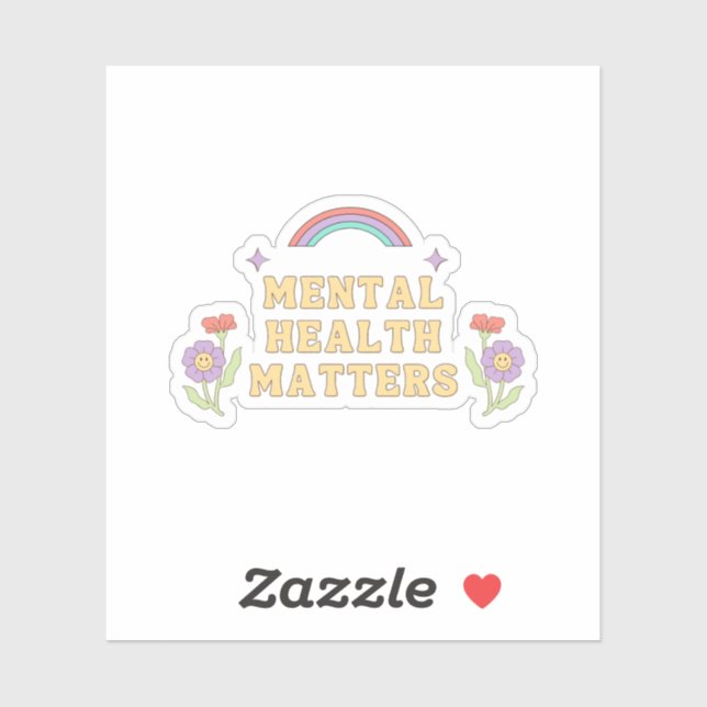 Psychische Gesundheit | Groovy Rainbow Peach Candy Aufkleber (Blatt)
