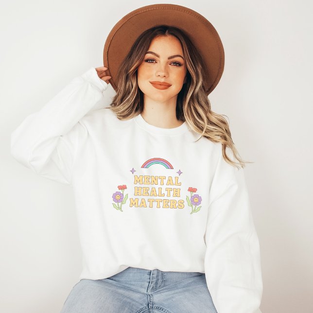 Psychische Gesundheit | Groovy Rainbow Peach Candy Sweatshirt (Mental Health Matters Sweatshirt | Groovy Rainbow Peach Candy | Aesthetic Sweater)