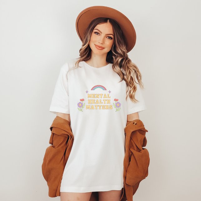 Psychische Gesundheit | Groovy Rainbow Peach Candy T-Shirt (Mental Health Matters shirt | Groovy Rainbow Peach Candy | Aesthetic t-shirt)