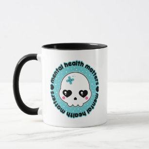 Psychische Gesundheit ist wichtig Kawaii Schädel Tasse