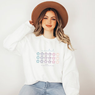 Psychische Gesundheit Retro Blume Grau Sweatshirt