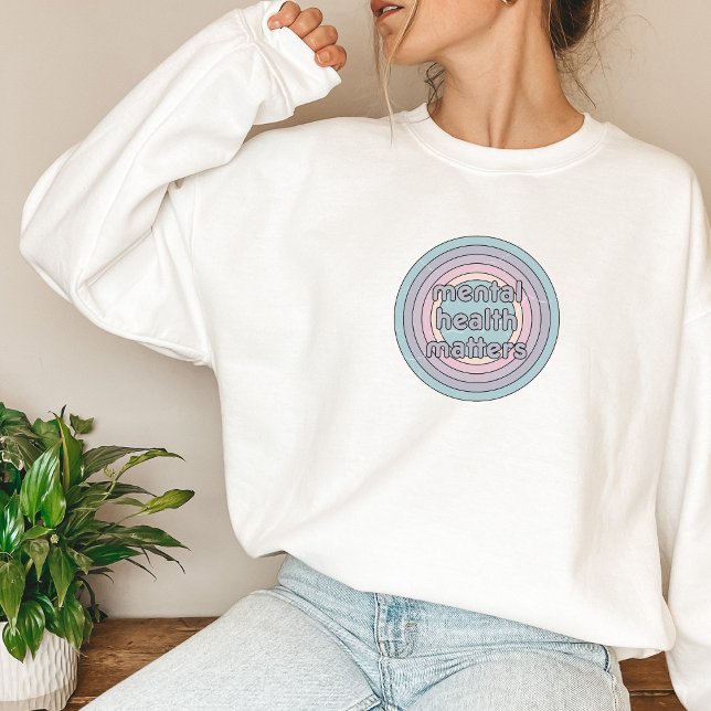 Psychische Gesundheit | Retro Circle French Gray Sweatshirt (Mental Health Matters Sweatshirt | Retro Circle French Grey | Aesthetic Sweater)