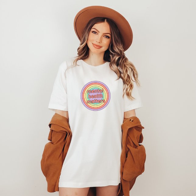 Psychische Gesundheit | Retro Circle Peach Candy T-Shirt (Mental Health Matters shirt | Retro Circle Peach Candy | Aesthetic t-shirt)
