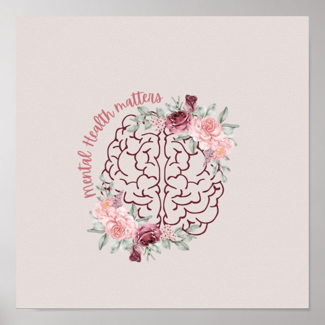 Psychische Gesundheit | Rosa Mind Side | Ästhetik Poster (Vorne)