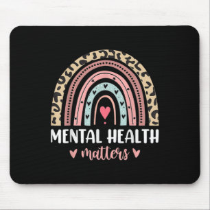 Psychische Gesundheit S Leopard Print Boho Rainbow Mousepad
