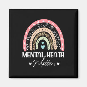 Psychische Gesundheit S Leopard Print Rainbow Awar Magnet