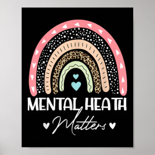 Psychische Gesundheit S Leopard Print Rainbow Awar Poster