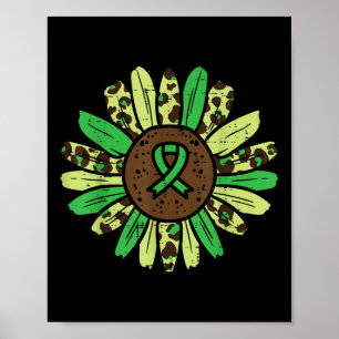 Psychische Gesundheit Sonnenblumen Grüne Schleife Poster