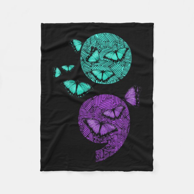 Psychische Gesundheit Suizidbewusstsein Semicolon  Fleecedecke (Vorderseite)