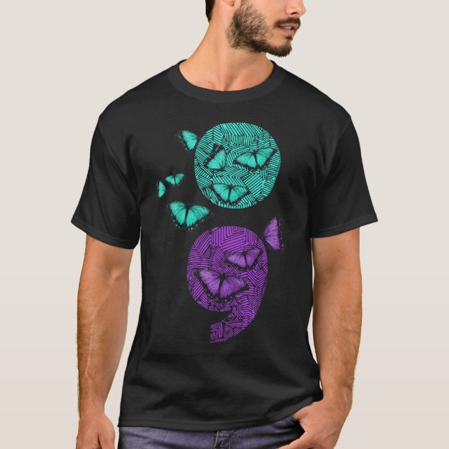 Psychische Gesundheit Suizidbewusstsein Semicolon  T-Shirt (Vorderseite)