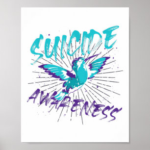 Psychische Gesundheit Türkis Lila Kolibri Suizidpr Poster