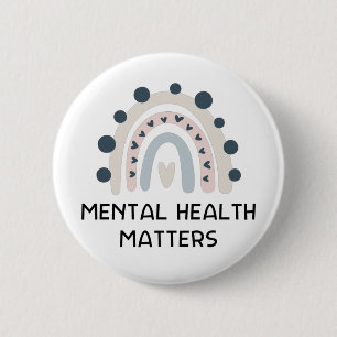 Psychische Gesundheitsfragen - Boho Rainbow Button