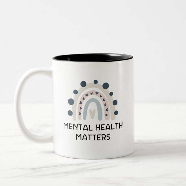 Psychische Gesundheitsfragen - Boho Rainbow Zweifarbige Tasse (Links)