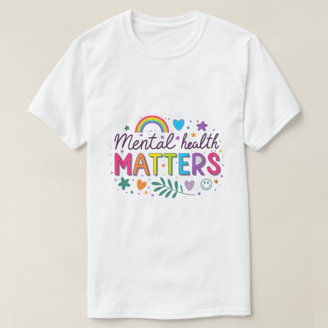 Psychische Gesundheitsfragen - Farbenfrohe Regenbo T-Shirt (Design vorne)