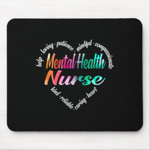 Psychische Gesundheitsfürsorge Herz Word Cloud Wat Mousepad